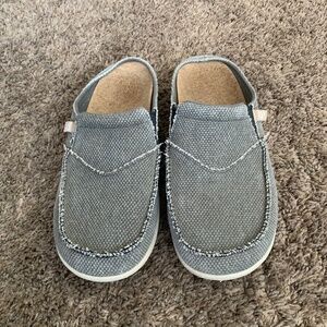 Spenco Men's Siesta Slides Mules 11D Gray Tweed Canvas Slip On Comfort Shoes